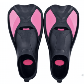 1 Pair Kids Lightweight Professional Short Full Foot Fins; Adjustable And Flexible Fins For Diving Training - Black Rose Red 35-36