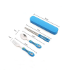 Children's three-piece cartoon cutlery stainless steel chopsticks spoon fork travel cutlery - blue