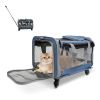 Pet Rolling Carrier With Wheels Pet Travel Carrier Transport - Light Blue - Pet entertainment