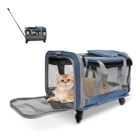 Pet Rolling Carrier With Wheels Pet Travel Carrier Transport - Light Blue - Pet entertainment