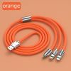 3.3ft 120W 3-In-1 Multi Fast Charging Nylon Braided Cable; USB Charger Cord With 3 Different Ports (Type C/Micro/Lightning) - 3.3ft/orange