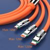 3.3ft 120W 3-In-1 Multi Fast Charging Nylon Braided Cable; USB Charger Cord With 3 Different Ports (Type C/Micro/Lightning) - 3.3ft/orange