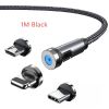 Magnetic Charging Cable; 540° Rotating Magnetic Phone Charger Nylon Braided Magnetic USB Cable For IPhone/Micro USB/Type C Device - 2M Red