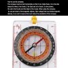 Portable Compass With Ruler Scale For Scout Hiking Camping Boating; Orienteering Map; Professional Magnifying Compass - Orange