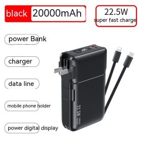 Large Capacity Fast Charge Digital Display Power Bank (Option: Black-20000mAh)