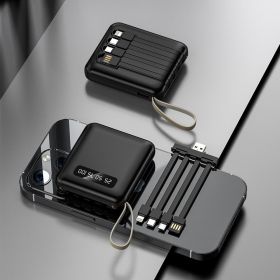 Compact And Portable With Built-in Cable Power Bank (Option: Black-20000mA)