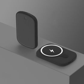 Simple Solid Color Magnetic Wireless Power Bank (Option: Black-5000mAh)