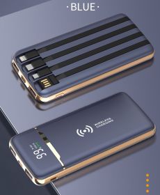 Gold-plated Shared Self-contained Four-wire High-capacity Rechargeable Battery (Option: Blue-20000mAh)