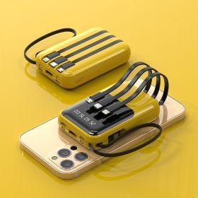 Mini Digital Display Sharing With Self-contained Line Large-capacity Power Bank (Option: Yellow-10000Mah)