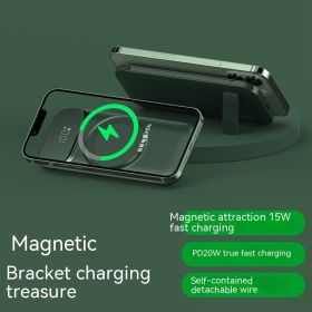 Wireless Power Bank With Cable (Option: Green-10000 mA)
