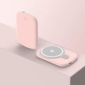 Simple Solid Color Magnetic Wireless Power Bank (Option: Pink-5000mAh)